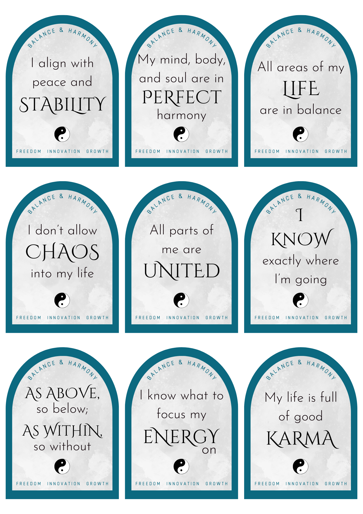 Balance & Harmony Affirmation Cards